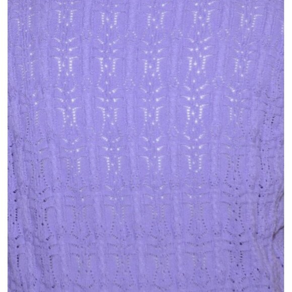 Time After Time Purple Sleeves Crochet Vest Crystal Button Front Size L Granny - Picture 7 of 11